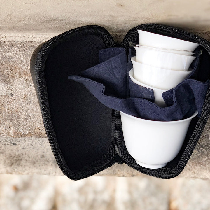 Porzellan Gaiwan Tee Set zum Reisen in weiß