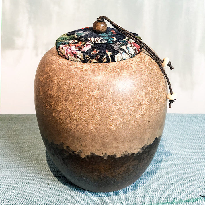 Keramik Teedose Braun klein