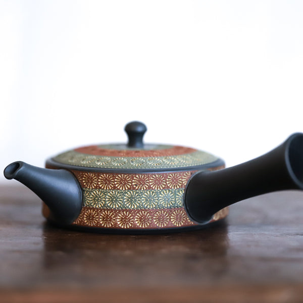 Japanische Kyusu von Teruyuki Isobe Rot-Grün (135 ml)