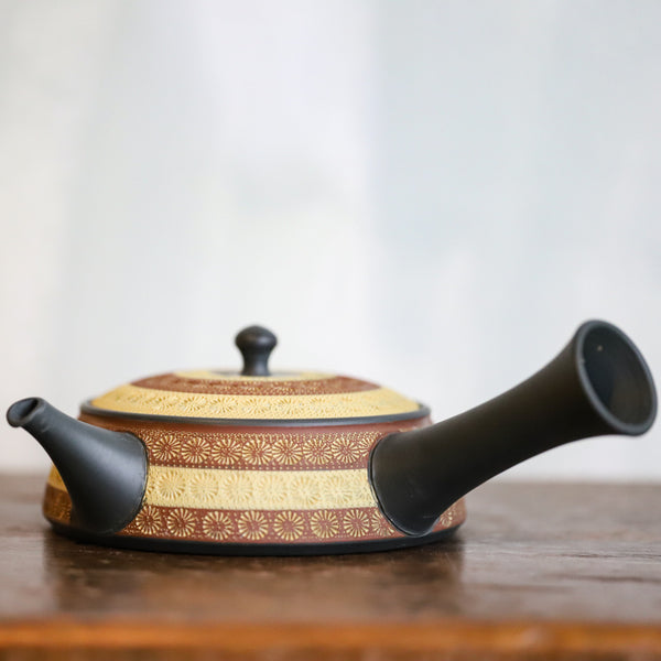 Japanische Kyusu von Teruyuki Isobe rot-gelb (225 ml)